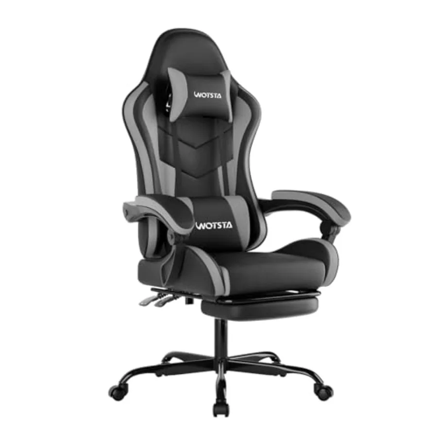 Office Furniture - 人間工学に基づいたデザインのゲーミングオフィスチェア。フットレスト付き。ブラックのレーシングデザインで、快適性とサポート力を向上。