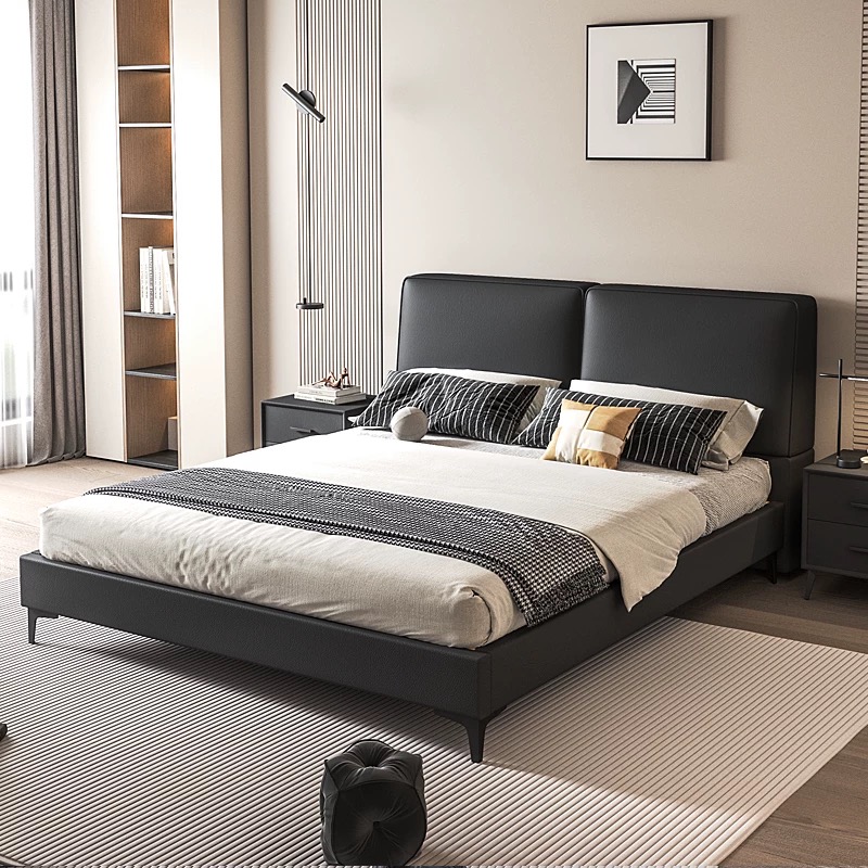 King Size Bed Frame With Storage Drawers - モダンな高級感あふれる木製寝室家具。柔らかい張地のベッド、キングサイズのパッド入りダブルベッドフレーム、マットレスセット、収納引き出し付き。