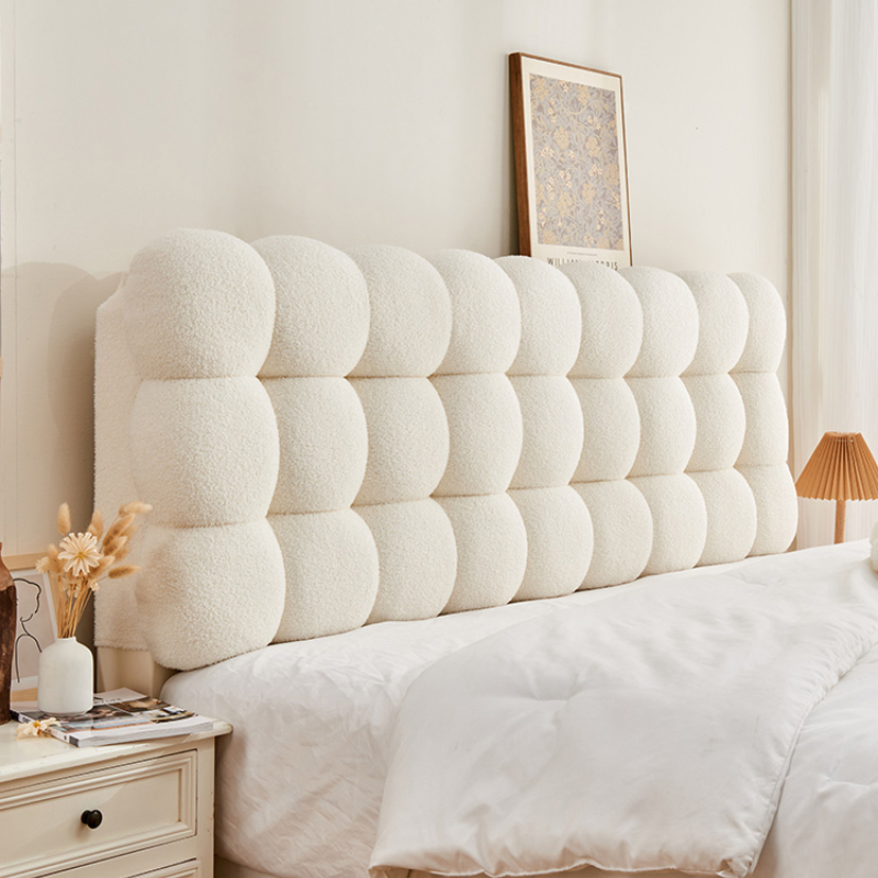 Headboard Cushion Backrest Tatami - スノーボール-自己接着性衝突防止枕,ソフトクッション,クラウドスポンジ,タタミバックレストヘッドボード,クリーム風ヘッドカバー
