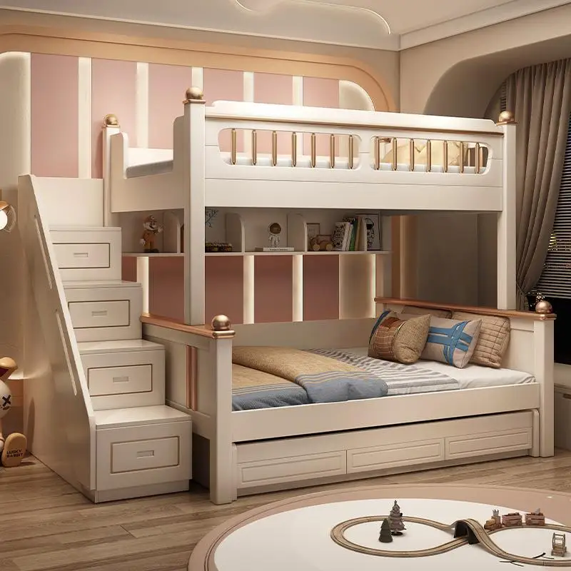 135x190cm木製マットレス付き二段ベッド、スライド式は - King Size Bed Frame With Storage Drawers のレビューと価格