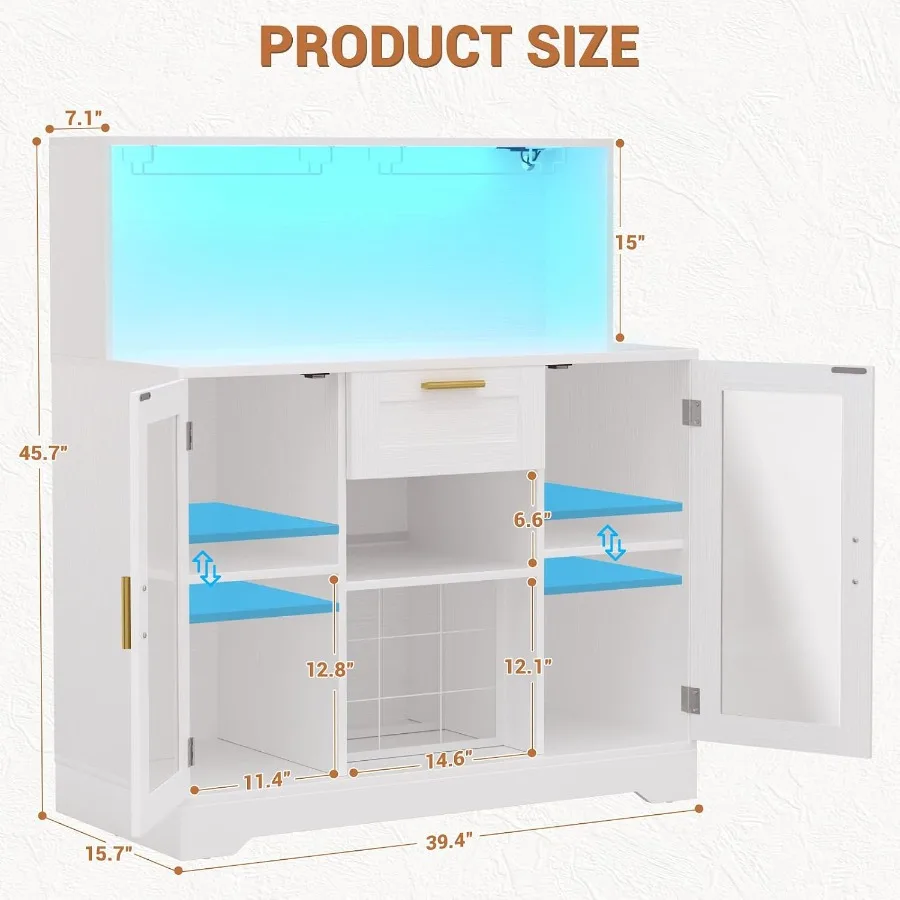 家庭用バーに最適な、RGB LEDライトと収納スペースを備え - Storage のレビューと価格